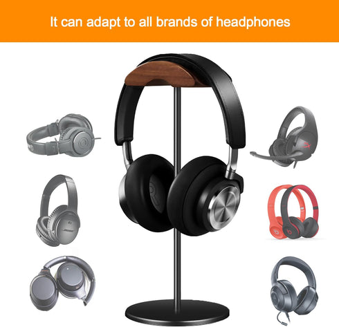Micool Headphone Stand, Aluminium and Wood Gaming Headset Stand Holder for All Size Headphones with Stable Heavy Base, Headphone Holder for Desk...