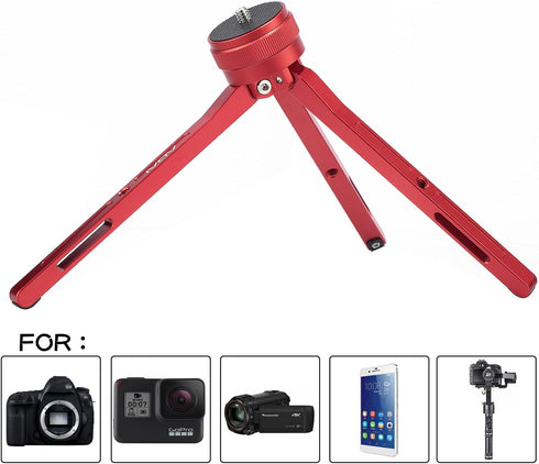 ADAI Mini Tripod Camera Tabletop Stand Aluminum Desktop Phone Portable Tripod Compatible with DSLR Camera Universal Phone/Projection/Zhiyun Stabil...