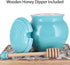 Cottage Creek Honey Jar Honey Keeper, Porcelain Honey Pot with Lid and Wooden Honey Dipper, Honey Storage Container...