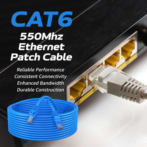 Cables Direct Online Cat6 30FT Network Ethernet Patch Cable, 550Mhz Internet Wire, Compatible with PC, Laptop, Modem, Router, TVs, Printer Cord, C...