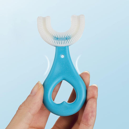 Blue Toothbrushes,All Rounded Children U Shape Toothbrush, U-Shaped Whole Mouth Teeth Brush, Silicone Bristles Massage Gums, All-Round Cleaning To...