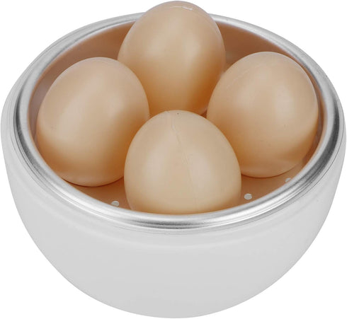 Microwave Egg Boiler, 4 Capacity, White Microwave Hardboiled Egg Maker, Hardness & Soft Egg Cooker Under 9 minutes...