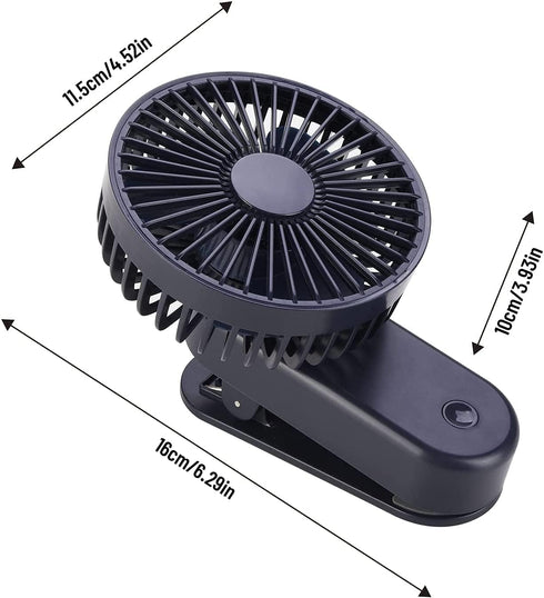 Portable Clip on Mini Desk Fan, 2400mAh Rechargeable USB Battery Operated Stroller Fan with Magnet, Royal Blue...