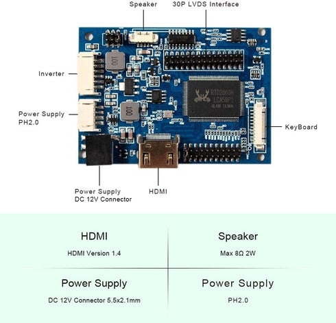 VSDISPLAY LCD Controller Board Work for 14" 15.6" 1366x768 b140xw03 v.0 N156B6 LP156WH4 TL B156XW02 LP140WH1 LP140WH3 TL LTN140AT02 LTN140AT07 B15...