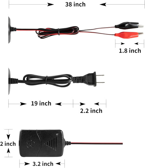 12V 1000mA Automatic Battery Charger, Maintainer, Trickle and Desulfatorr with Short Circuit Protection......