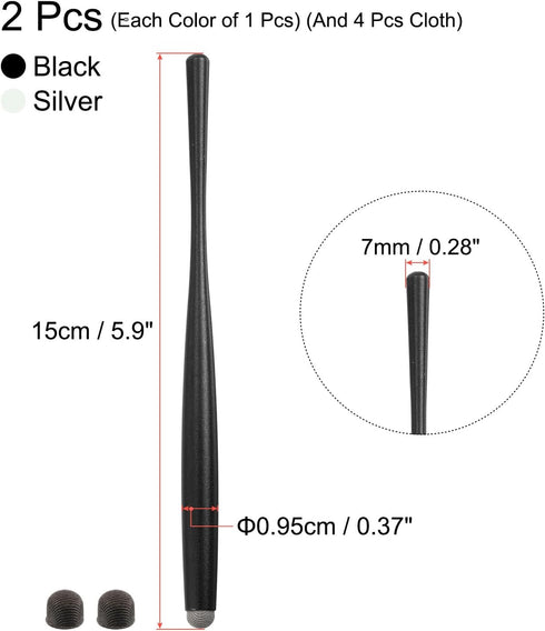 MECCANIXITY 2pcs Stylus Pens for Touch Screens Slim Universal Capacitive Stylus Pen for All Capacitive Touch Screen Device with 4 Fiber Fine Tips,...