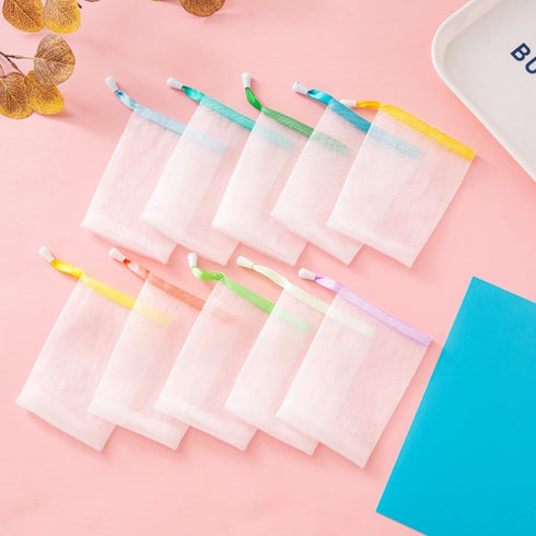 10PCS Soap Bubble Mesh Bags Exfoliating Mesh Soap Saver Pouch Face Cleansing Foaming Nets with Drawstring for Bath and Shower Color Random Deliver...