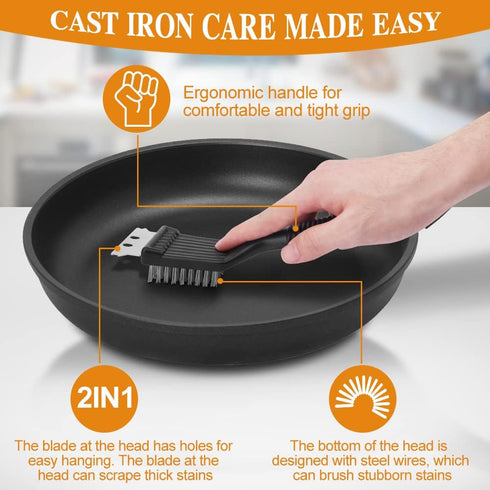 4pcs Cleaning Tool, Stainless Steel Cast Iron Skillet Cleaner, Cast Iron Scrubber Kit,Chainmail Scrubber with Scraper Tool for Cast Iron Pans, for...