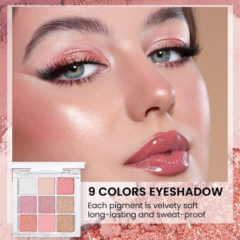 9Colors Rose Gold Dark Brown Colorful Eyeshadow Palette Makeup,Matte Shimmer Korean Natural Neutral Smokey Eye Eyeshadow palettes Highly Pigmented...