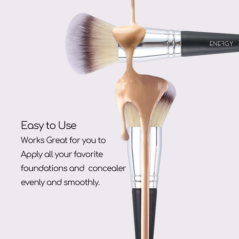 ENERGY Makeup Brushes Dual Sided Airbrush Foundation Brush Concealer Brush Luxe Synthetic Hair Perfect for Liquid Cream Powder Blending Buffing Co...