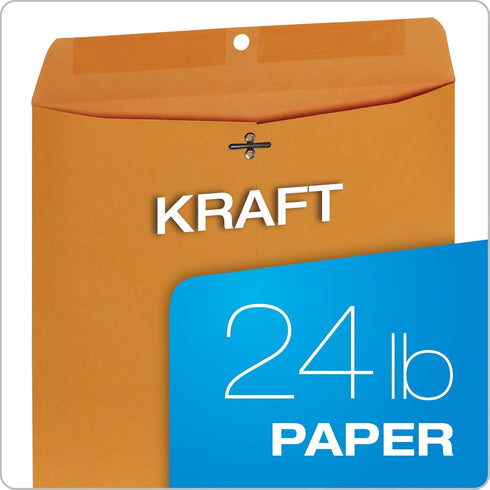 Columbian 9 x 12 Clasp Envelopes, Gummed, 24 lb Kraft Multipurpose Envelopes for Mailing, Storing or Filing Documents, 25 per Pack (COLO340)...