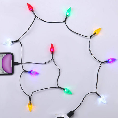 LED Christmas Light Phone Charger Cord USB Charging Cable Gift for Phone 12/11 Pro/XS/XS Max/XR/X/8 Plus/ 8/7 Plus/7s Plus/6s/6/5s/5c/5Pad with 10...