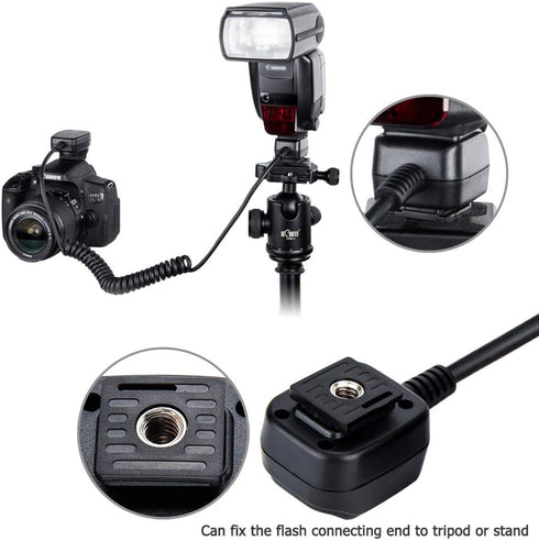 Flash TTL Cord JJC Off-Camera Flash Hot Shoe Cord for Canon R5 R6 RP R T8i T7 T7i T6 T6i T6s T5 T5i SL3 SL2 90D 80D 77D 6D Mark II 5D Mark IV M50 ...