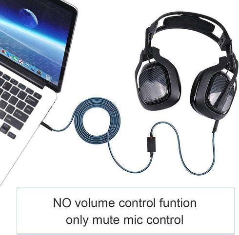 Replacement Audio Cable Compatible with Astro A40 A40TR Gaming Headset, Inline Mute Wire and No Volume Control Cord(Blue)...
