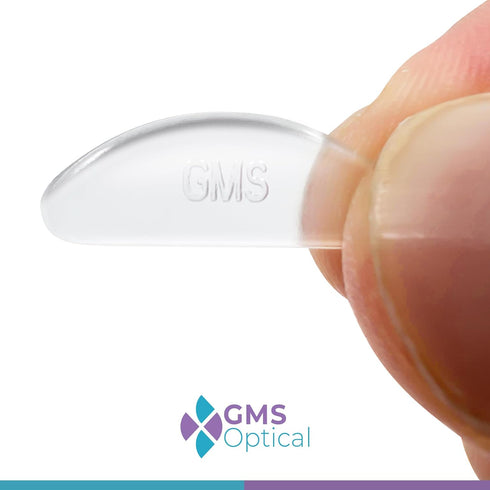 GMS Optical 1.3mm Ultra-Thin / 18mm Long Length - Anti-Slip Adhesive Contoured Silicone Eyeglass Nose Pads with Super Sticky Backing for Glasses, ...