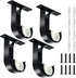 TOKPLNU Ceiling Curtain Rod Bracket, 4 Pack Heavy Duty Curtain Rods Holders, Aluminum Alloy, Black Ceiling Curtain Hooks Hangers Fit for 1 Inch Dr...