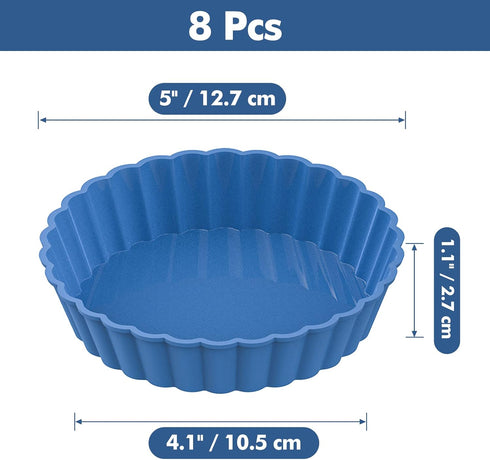 Webake 8 Pack Silicone Tart and Pie Molds, 5 Inches Silicone Round Mold Individual Small Fluted Cake Pans Mini Quiche Tart Pans for Baking...