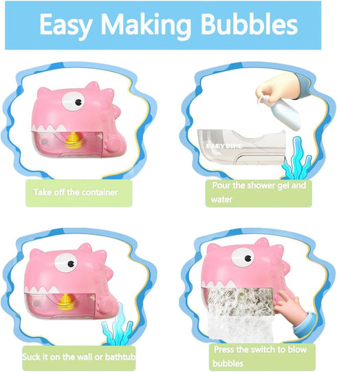Bath Toys for 2-8 Year Old Girls, Musical Bubble Machine Dinosaur Toys for Kids 3-5 Gifts for 3 4 5 6 7 8 Years Old Girls Birthday Baby Toddler To...