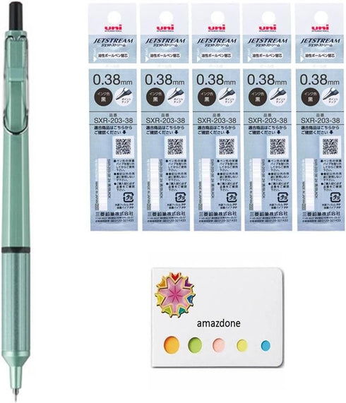 uni Jetstream EDGE 0.38 Oil-based Ballpoint Pen Mint green Body?SXN100338.31??Jetstream EDGE 0.38mm Oil-based Ballpoint pen refill ?SXR-203-38 Bla...