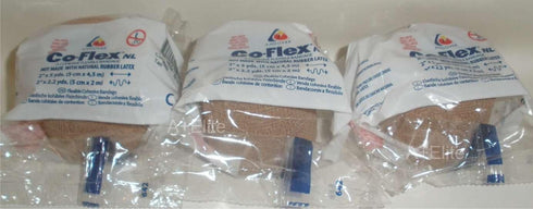 ANDOVER CO-FLEX NL 2x5Yds Tan Flesh 3-PACK Cohesive Flexible Elastic Latex Free Bandage Compression Self Adherent Wrap Adults Children Animals Pet...