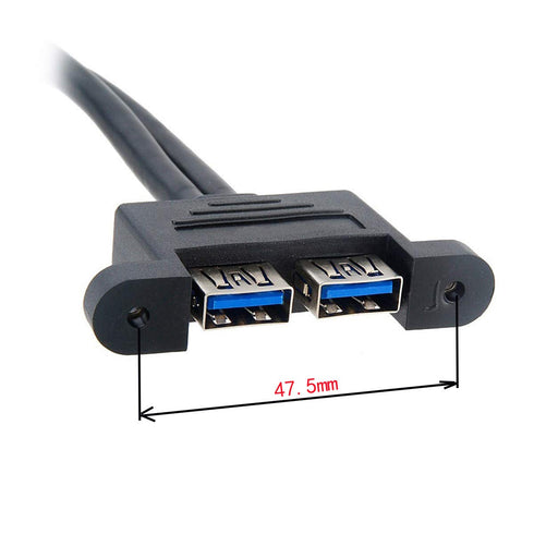 chenyang USB 3.0 Front Panel Header 19/20Pin 1 Male to 2 USB 3.0 Female Panel Port Extension Cable 1.64ft with Panel Mount Screw...