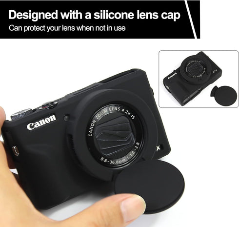 Case for Canon Powershot G7 X Mark III Digital Camera, Soft Silicone Protective Cover with Removable Lens Cover for Canon Powershot G7X Mark III D...