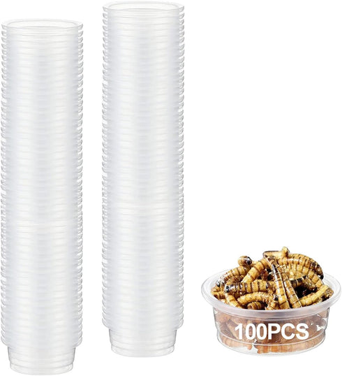 0.5oz Crested Gecko Food and Water Feeding Cups, Reptile Feeder Bowls, Plastic Replacement Food Dish for Lizard and Other Small Pet Ledge Accessor...