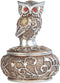 George S. Chen Imports SS-G-54365, 4 Inch Silver and Bronze Owl with Red Gems Trinket Box...