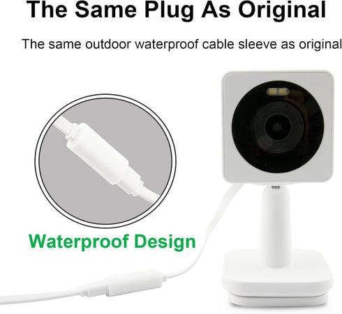 LEFXMOPHY 20ft USB Cord for WYZE Cam v3 Pro 2K / Cam OG/OG Telephoto White Extension Charging Cable with Waterproof Silicone Wire Connector...