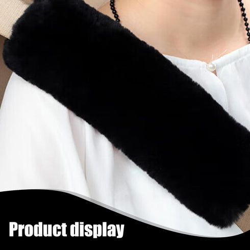2 PCS Car Seat Belt Protector, 9.8In x 5.1In Imitation Rex Rabbit Fur Soft Shoulder Neck Cover, Backpack Strap Protect Pads, Universal Interior De...