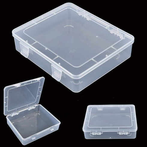 7 Pieces Mixed Sizes Rectangular Empty Mini Clear Plastic Organizer Storage Box Containers with Hinged Lids for Small Items and Other Craft Projec...