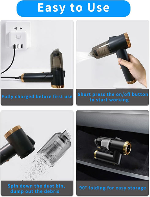 Handheld Vacuum Cordless, 9000Pa Strong Suction, 90°Foldable Mini Portable Vacuum Cleaner, Rechargeable and Lightweight Hand Vacuum with LED Light...