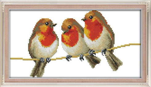 CaptainCrafts Cross Stitch Kits, Three Little Birds Stamped Printed Fabric DIY Art Needlecrafts Embroidery Kit for Adults Beginner Stamped 14CT...