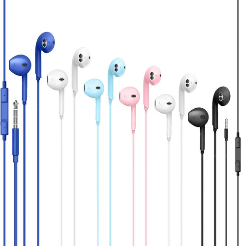 6Pack Wired Earbuds Headphones, Earphones with Heavy Bass Stereo Noise Blocking, Microphone, Compatible with iPhone, Android Phones, Laptops, Comp...