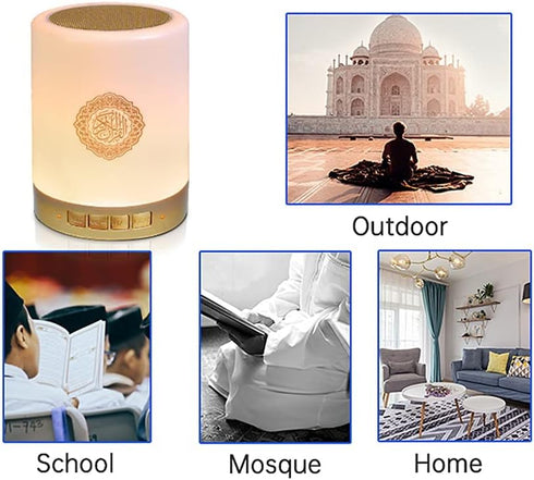Quran Speaker Night Light Lamp, Portable LED Touch Cube with Remote MP3 Music Player, Rechargeable Full Quran Recitations in Many Languages Includ...