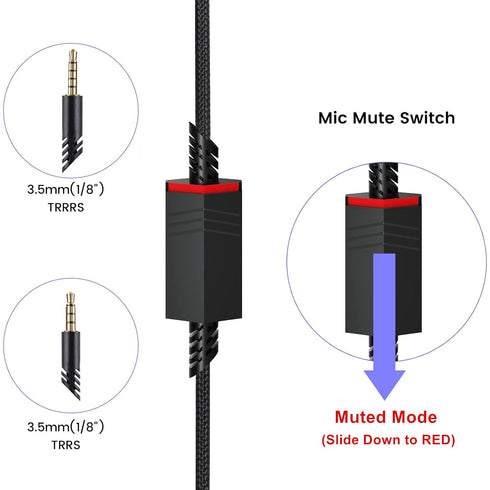 weishan A40 Cord Replacement for Astro A10 A40 TR Gaming Headsets, 3.5mm(1/8") Braided Detachable Audio Cable with Inline Mic Mute Switch, 6ft Lon...