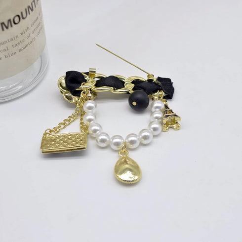 Vintage Fashion Eiffel Tower Pearl Brooch pins Brooches for Women Wedding/Banquet Jewelry...