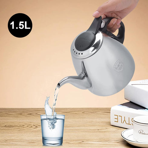 1.2l 1.5L Stovetop Teapot Stainl Steel Stove top Teapot Tea Coffee Pot Kettle Heat Resist Handle(1.5L)...