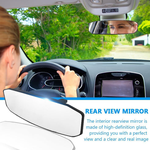 Rear View Mirror, 12" Large Convex Rearview Mirror, Anti-Glare Car Panoramic Rear View Mirror, Learner Driving Instructor Mirror SUVs Universal Ex...