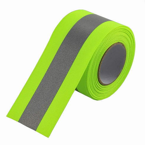 JINBING Silver Sew On Reflective Tape for Clothing Safety Fabric Webbing Trim Strip Green 2" x 33ft...
