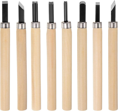 8pcs Wood Carving Knife Set Big/Mid/Small 65# Manganese Steel Hand Carving Tools Wood Chisels for Sculpting Woodworking...