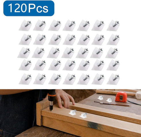120 Pcs Drawer Wedges Drawer Bottom Repair Fixing Mending Wedges with Screws, Plastic Angle Code Bracket Fasteners, Drawer Reinforcement Repair Ki...
