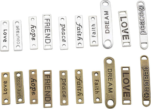 YYaaloa 80pcs Word Charms Pendants Inspirational Engraved Motivational Connector Charms Pendants Jewelry Making Accessories for DIY Necklaces, Bra...