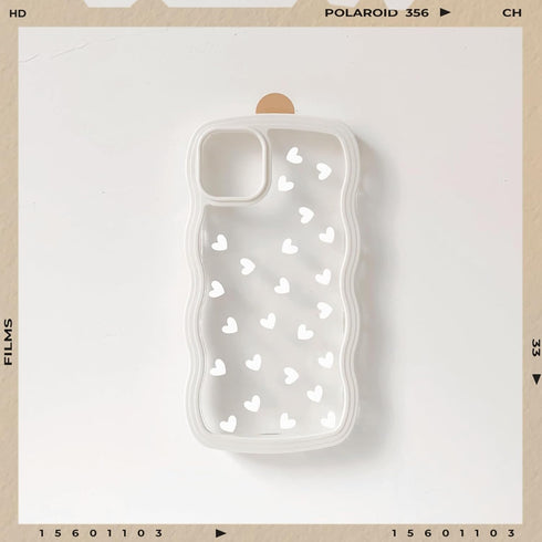 NITITOP Compatible for iPhone 11 Case Cute Clear Wavy Frame for Women Girl Love Heart Pattern Curly Shape Shockproof Soft TPU 2 in 1 Phone Cover -...