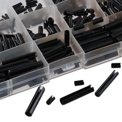 390pcs Roll Pin Assortment Set,Split Roll Pin Assortment Set with Storage Case,Split Expansion Spring Steel Pins M1.5/2/2.5/3/4/5/6 Roll Pin for H...
