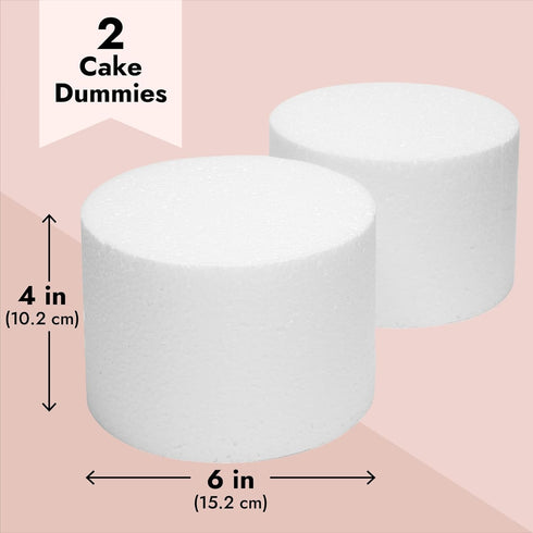 Bright Creations 2-Pack Foam Cake Dummies, 6 x 4 In - Round Foam Cylinders for Cake Decorating, Crafts, Fake Display Models for Parties, Weddings ...