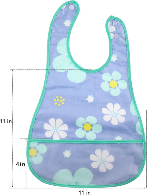 Waterproof Baby Bib Infant with Snaps Fits Baby & Toddler 6-24 Months - 4pcs (Floral Bunny Fish)...