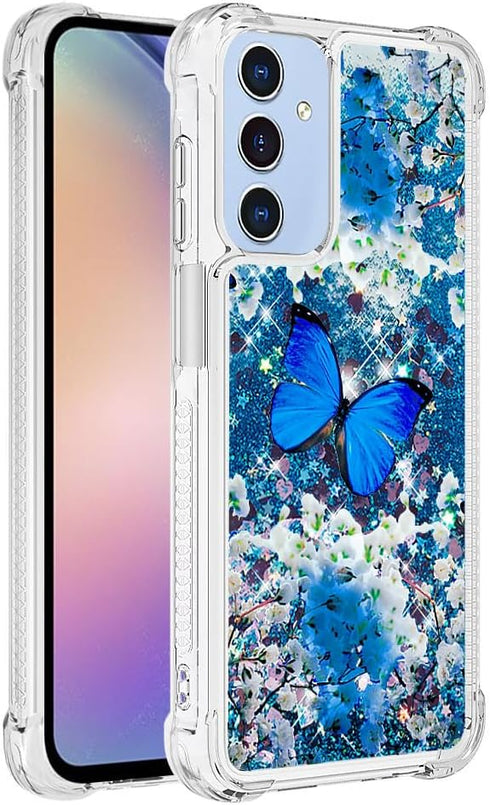 for Samsung Galaxy A15 5G Glitter Case Quicksand Floating Liquid Ultra Slim Fit Shockproof Silicone Case Protective Bumper Shell Case for Galaxy A...