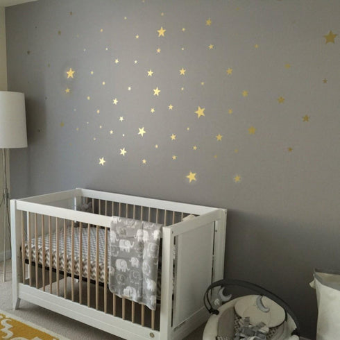 117Pcs Gold Stars Wall Decal Stars Pattern DIY Wall Stickers for Kids Rooms Home Decor...