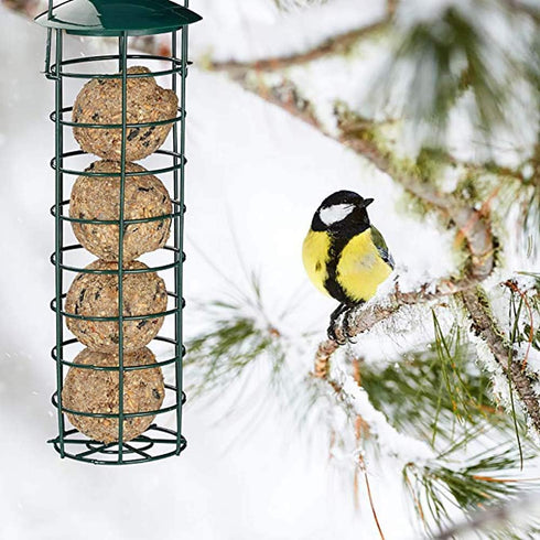 Suet Ball Bird Feeder Outdoor Hanging Metal Wire Wild Bird Feeder Fat Ball Food Feeder (1)...